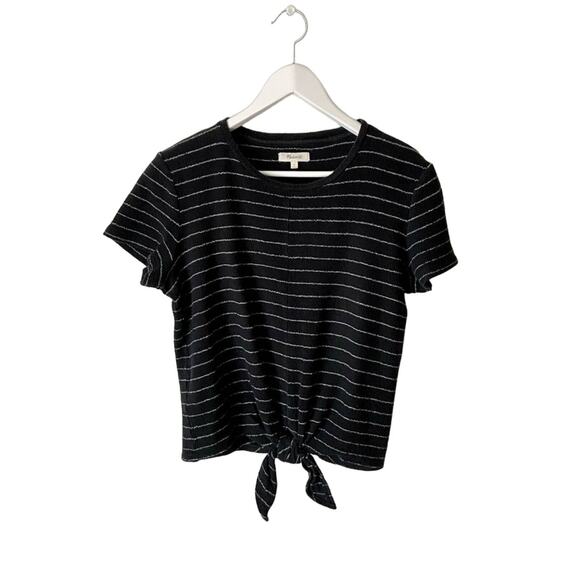 Madewell Tops - Madewell Black And White Striped Tie-Front Top Size Small